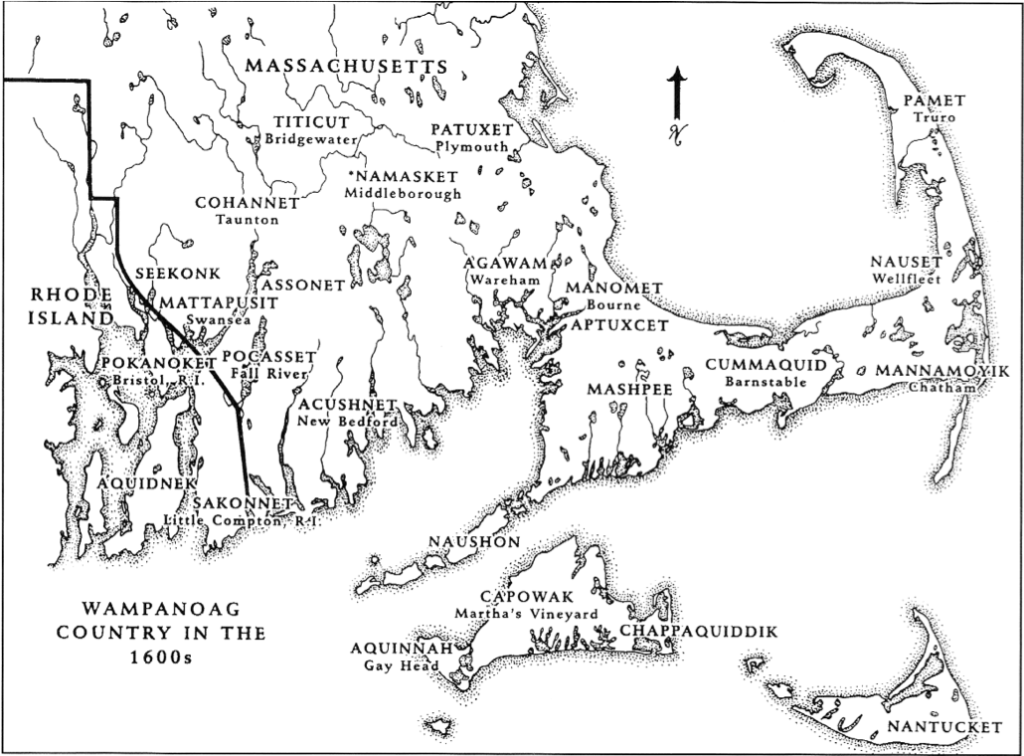 Map of Wampanoag Country in the 1600s